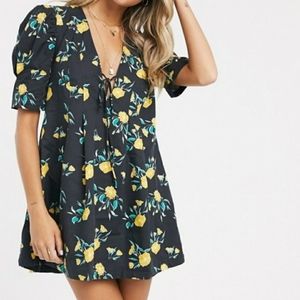 Free People Adelle Floral Lemon Print Tunic Dress
